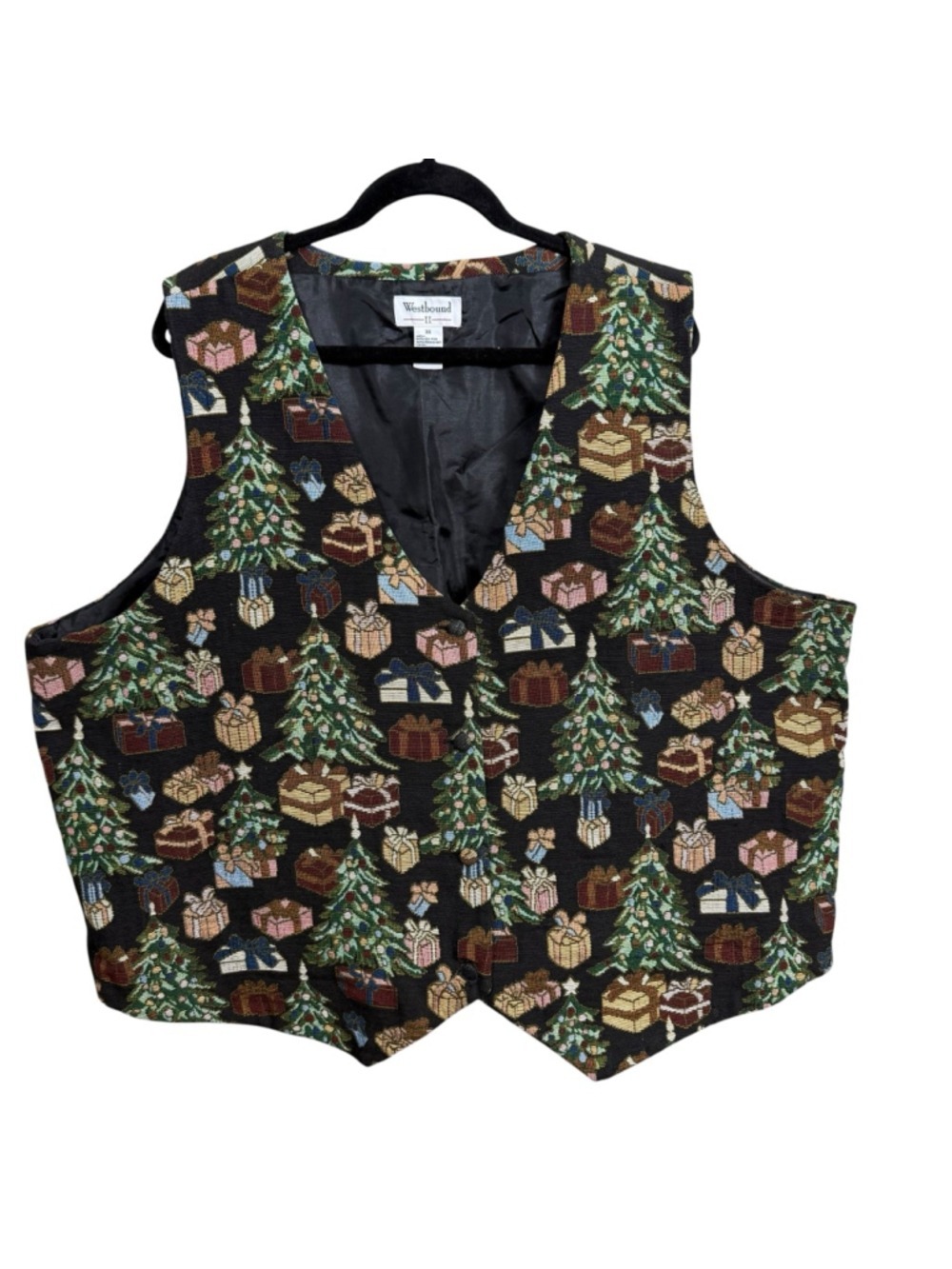 Vintage Westbound II Christmas Tapestry‎ Vest 3X Holiday Trees